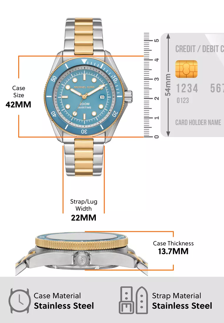 Michael Kors Men's Maritime Analog Watch ( MK9169 ) - Quartz, Silver Case, Round Dial, 22 MM Two Tone Stainless Steel Band