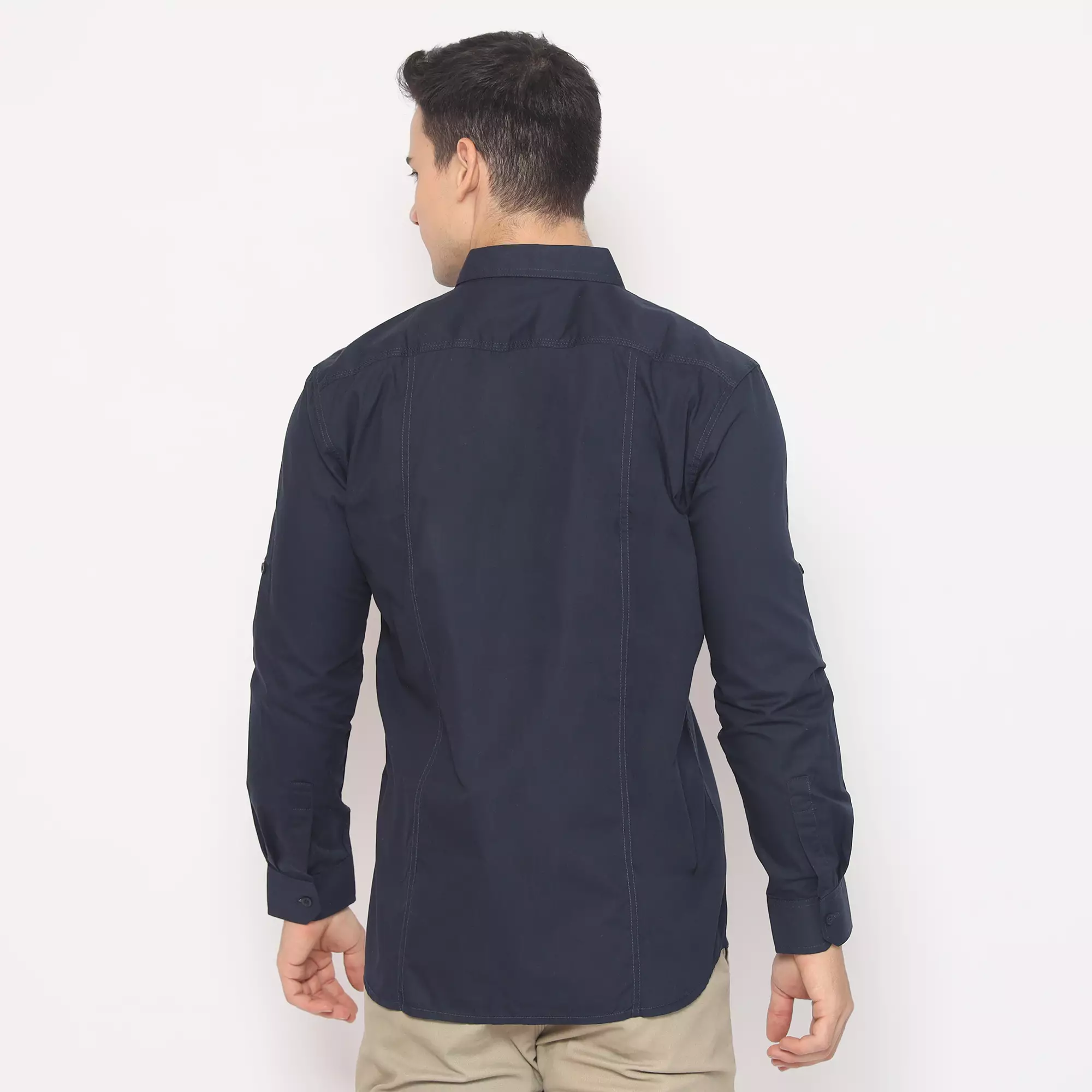 Platini Kemeja Pria Polos Lengan Panjang Katun Poplin Navy 76025