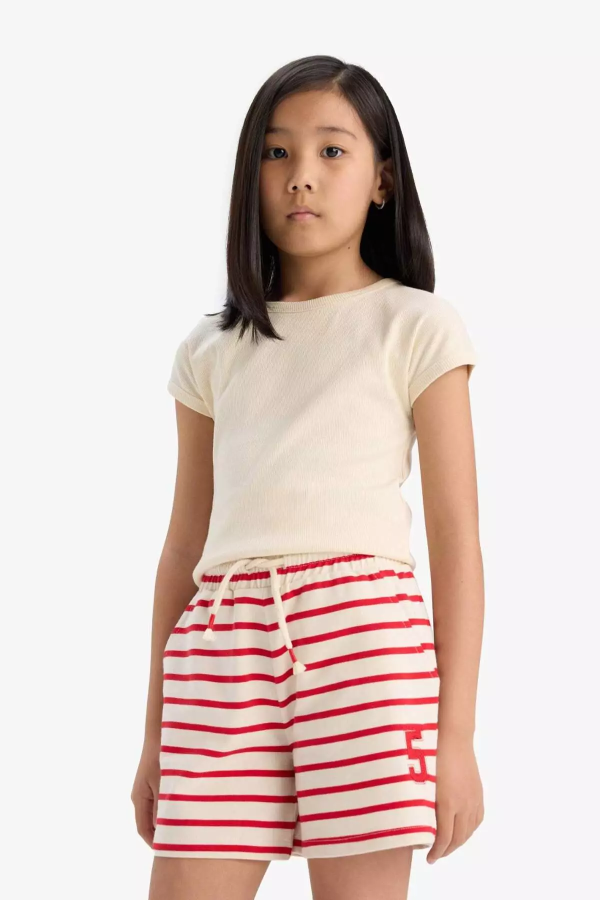 Girl's Elastic Waist Striped Shorts A2466A825Hs