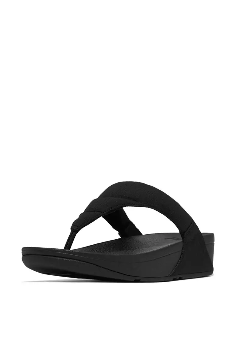 FitFlop LULU Water-Resistant Quilted Ripstop Toe-Post Sandals - All Black (ID1-090)
