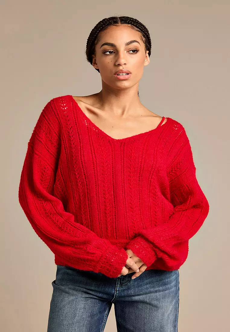 Arla-Bailey Red Wool Knit Top