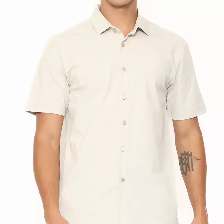 AMK Kemeja Pria Knit Lengan Pendek SHS Issa Ss Beige