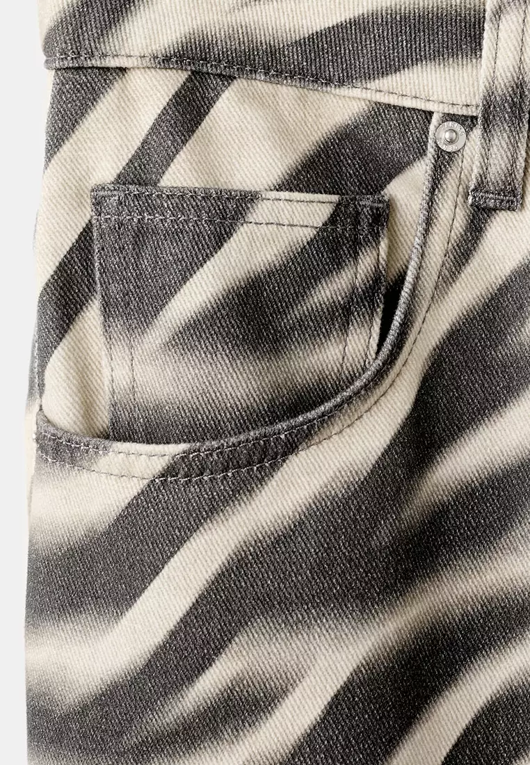 Zebra-Print Straight-Fit Jeans