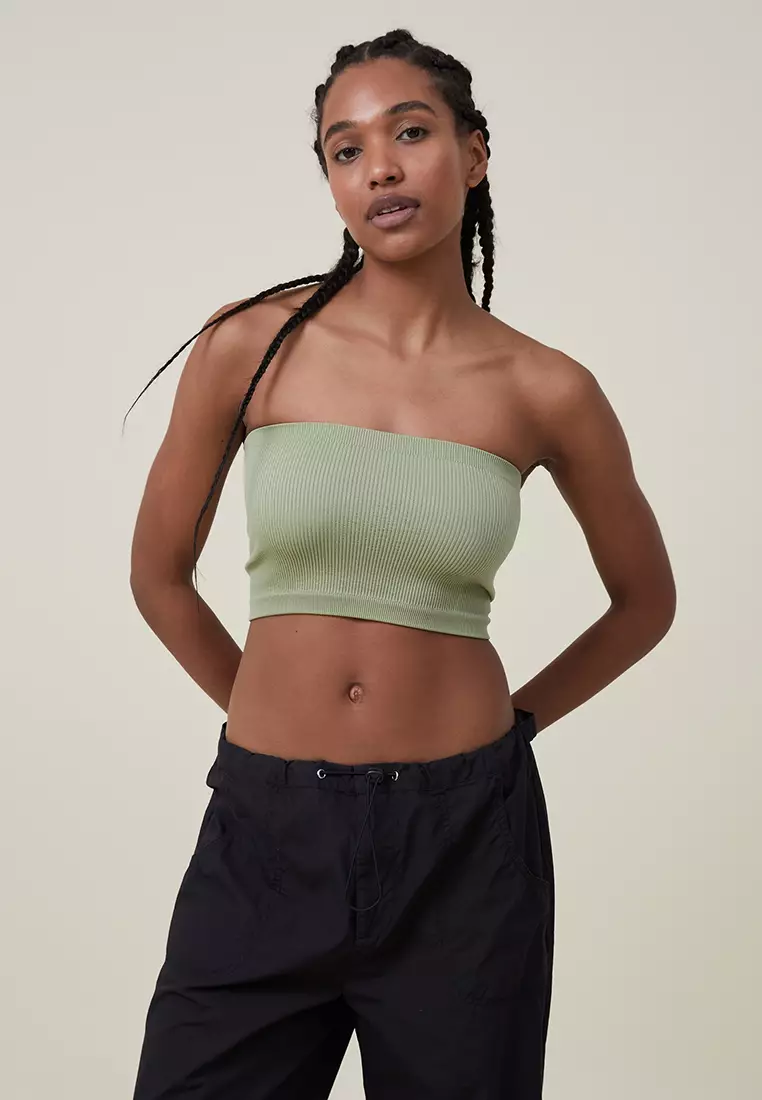 Take Charge Seamless Sweetheart Neckline Sports Bra In Khaki