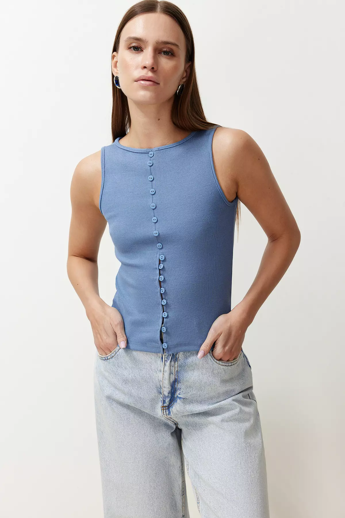 Buttoned Knit Top