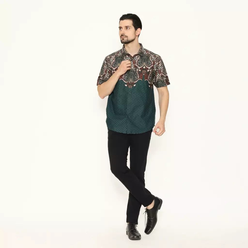 AMK Kemeja Batik Pria Lengan Pendek SHB Hara S/S Green