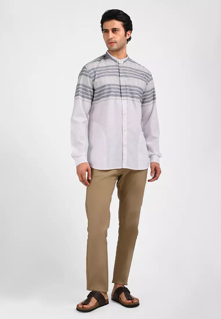 MOC Kemeja Koko Lengan Panjang Pria DAUD-WHITE