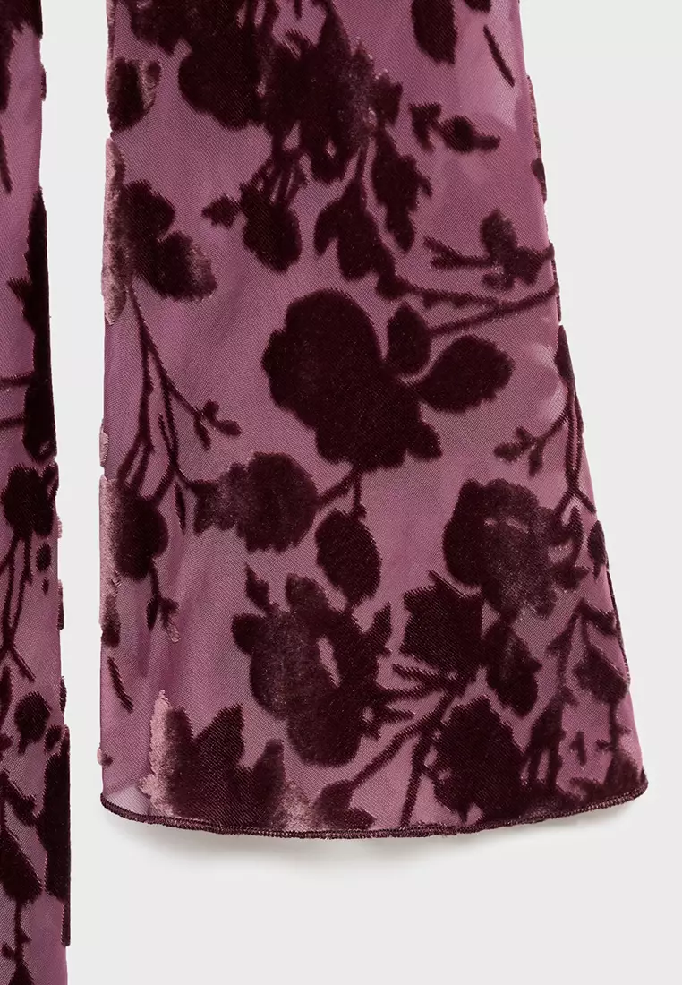 Floral Jacquard Dress With Bell Sleeves