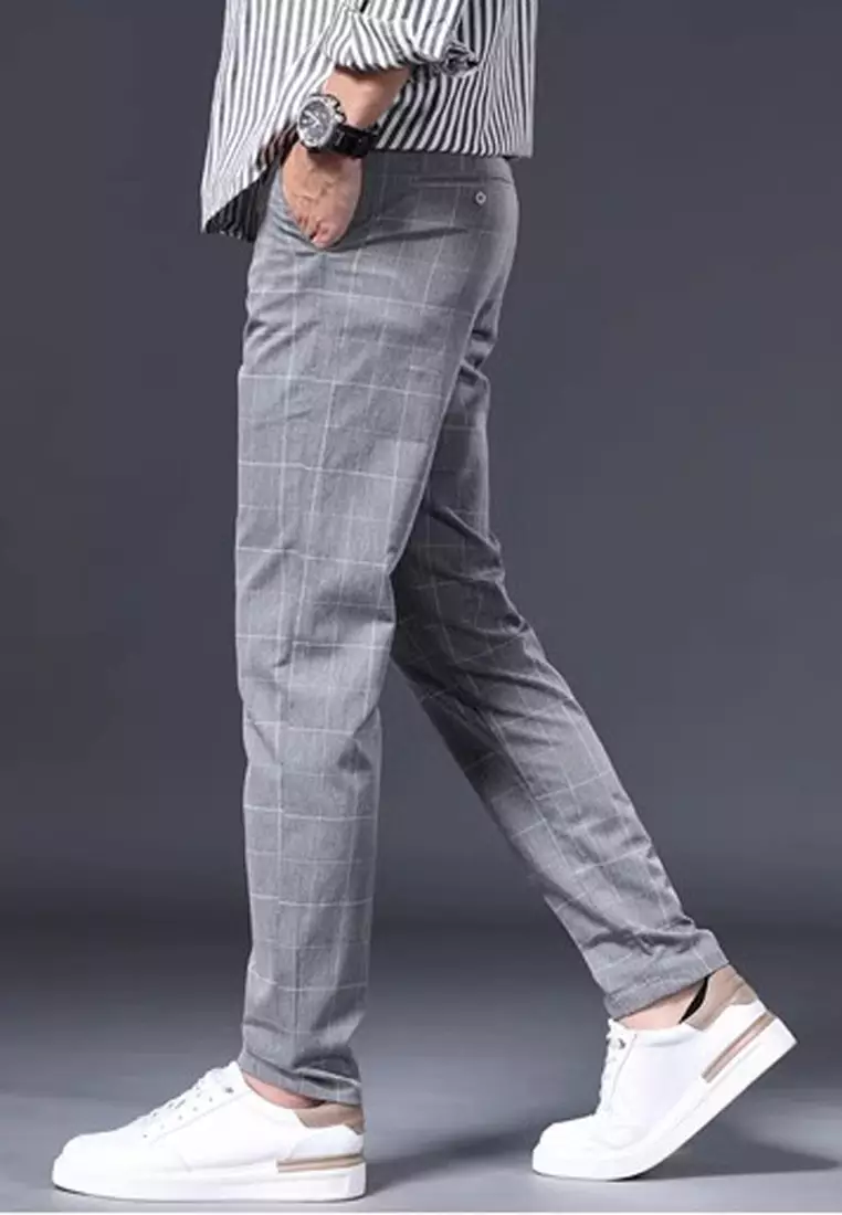 Checked Slim Fit Suit Pants