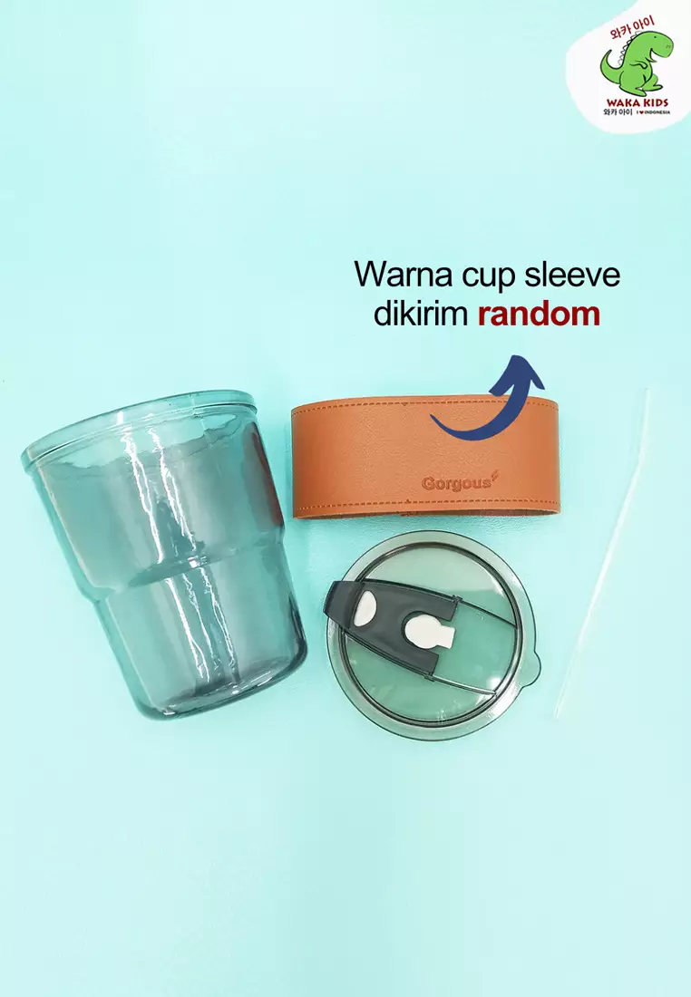 Wakakids Botol Gelas Minum Kaca Minimalis Transparan Coffee Cup Aesthetic Georgous Free Sedotan 400ml Venjr Putih