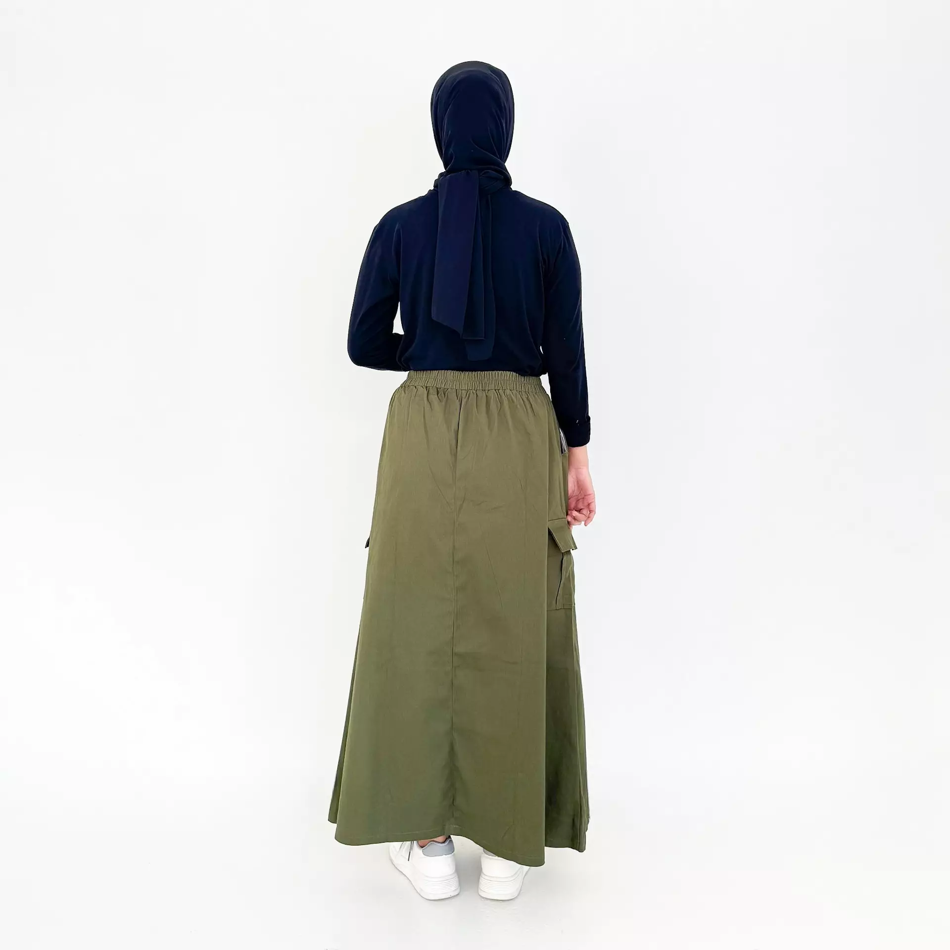 Rok Cargo A-Line [ARMY] Bawahan Panjang Wanita Fit XXL