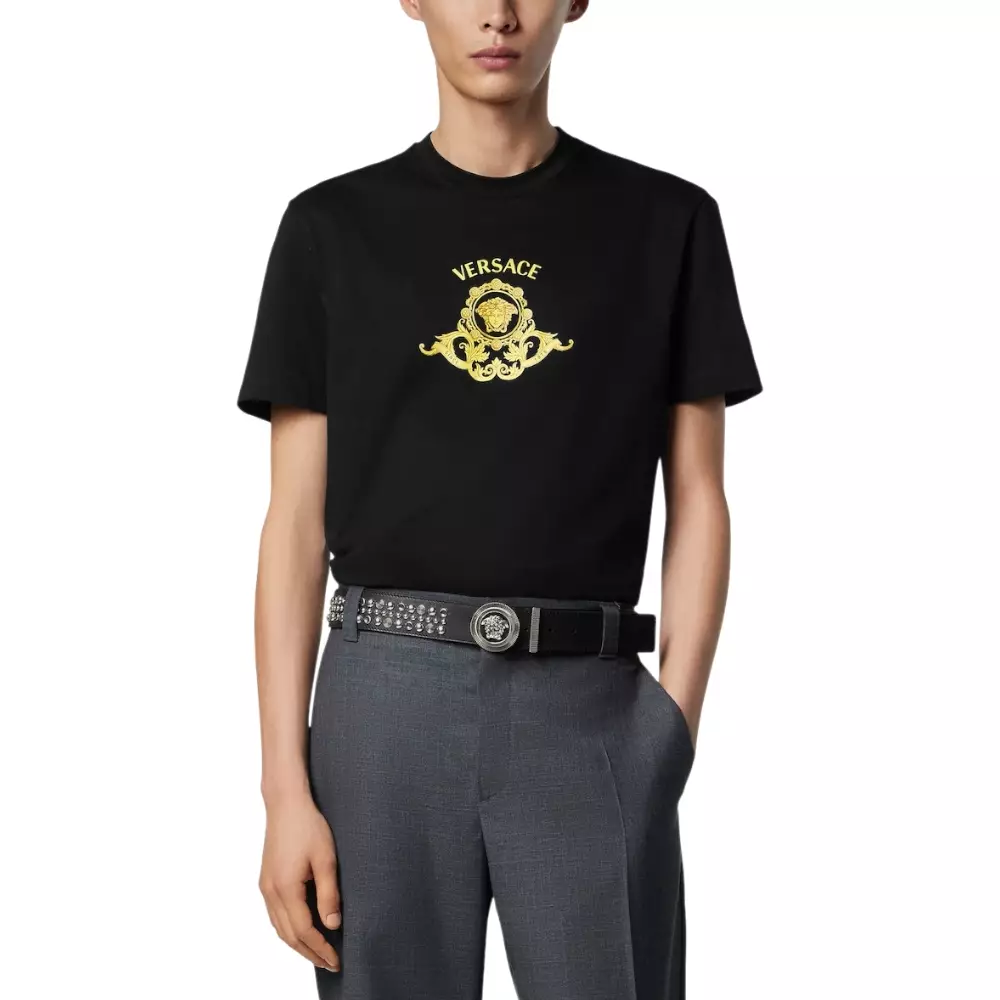 Printed Cotton-Jersey Slim T-Shirt Black