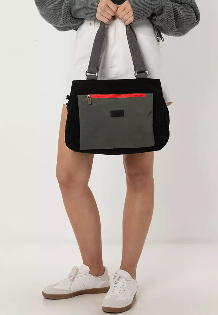 Colour Block Nylon Convertible Shoulder Bag