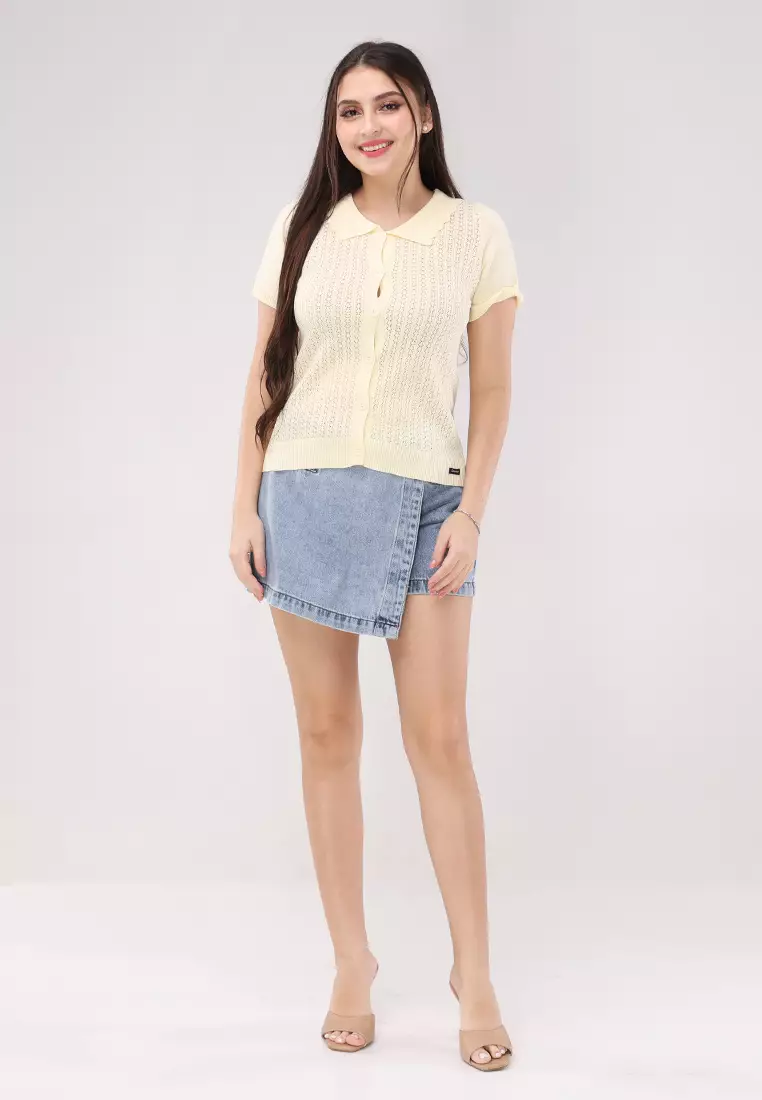 Knitted Short Sleeves Blouse