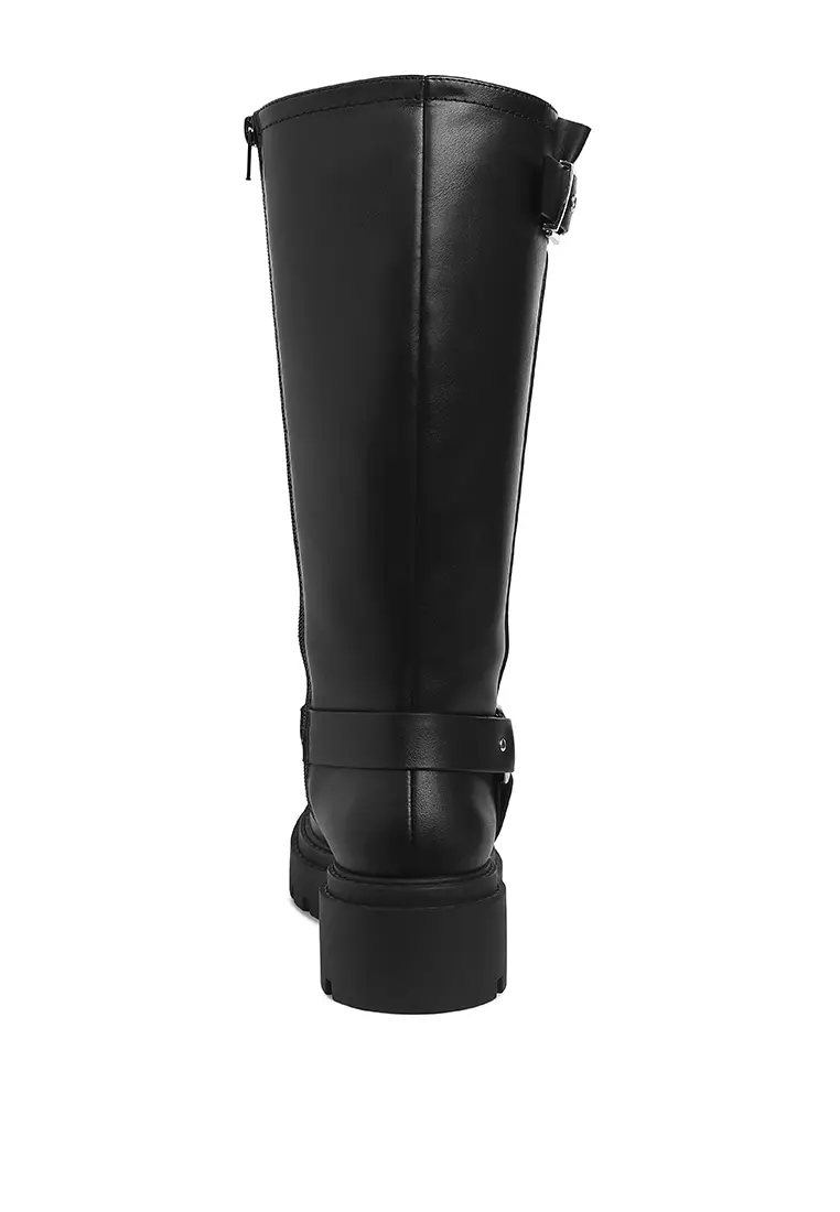 Harness Detail Long Boots in Black
