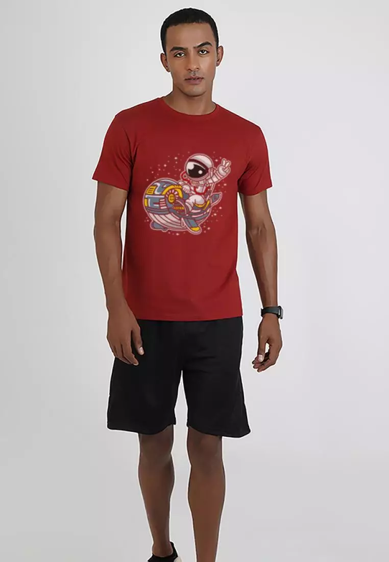 Astronaut Ocra Maroon Cotton Short Sleeve Essential T-Shirt