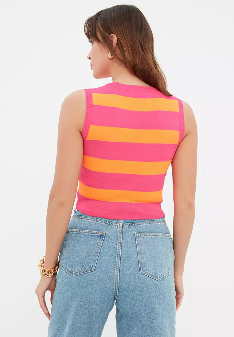 Crop Striped Knit Top