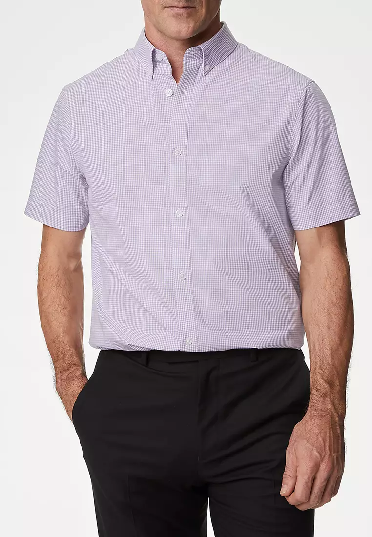 2pk Regular Fit Easy Iron Checked Short Sleeve Shirts