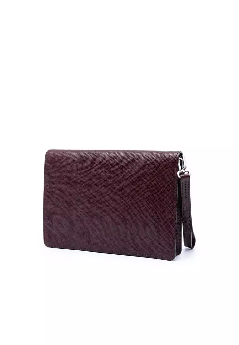 Pre-Loved Prada Saffiano Double Lock Convertible Clutch