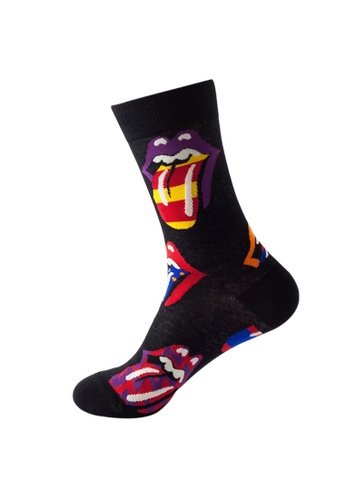 Kings Collection black Playful Tongue Pattern Cozy Socks (One Size) HS202265 1829CAA673794EGS_1