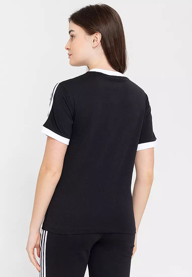 Adidas black and discount white striped shirt