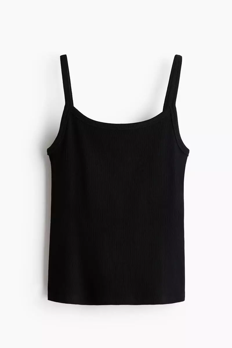 Ribbed cotton strappy top