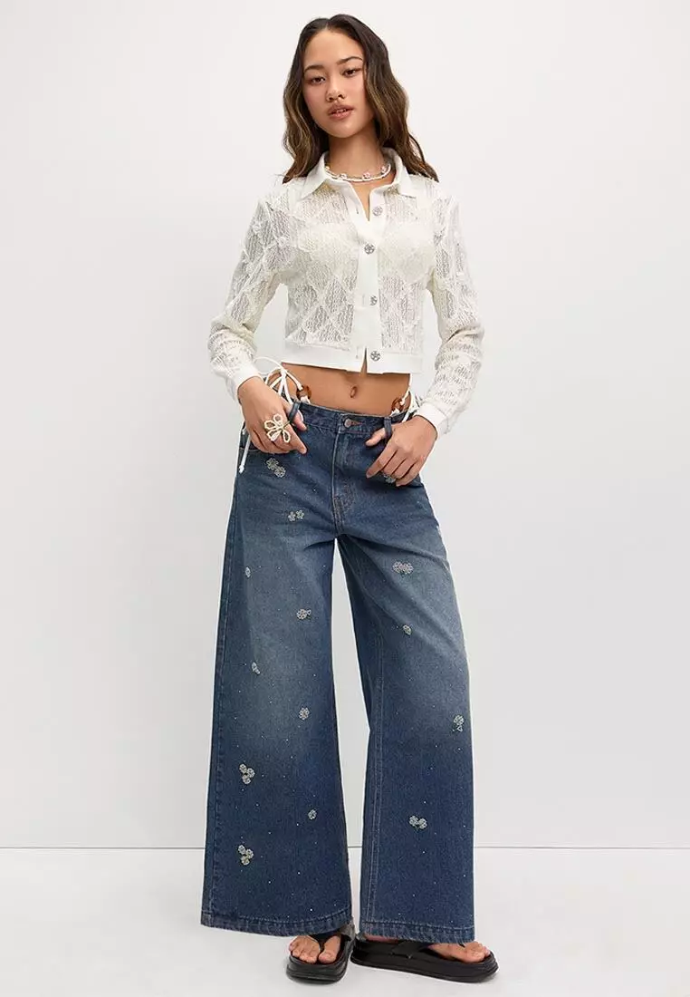 Floral Semi-sheer Crop Top