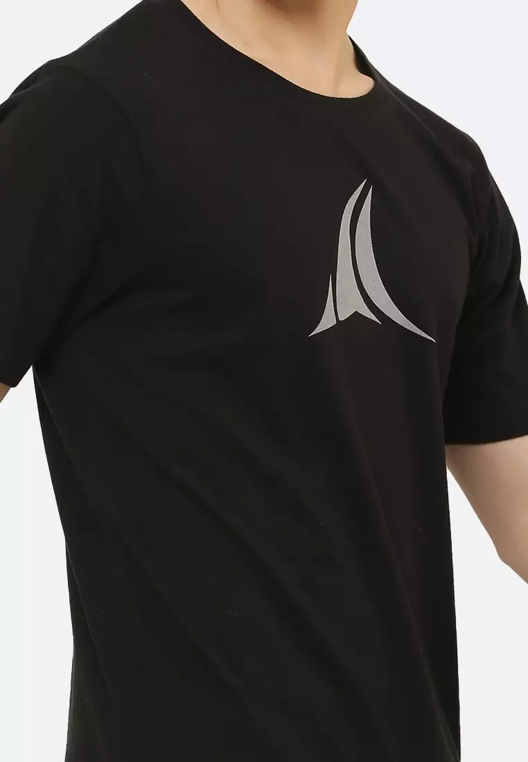 Men's Round Neck Black Training Cotton Tee