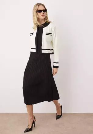 navy blue dress for baby girl WEDTREND Women Daffodil Work Dress Bateau Neck A Line Midi Semi Formal Dress main image 0