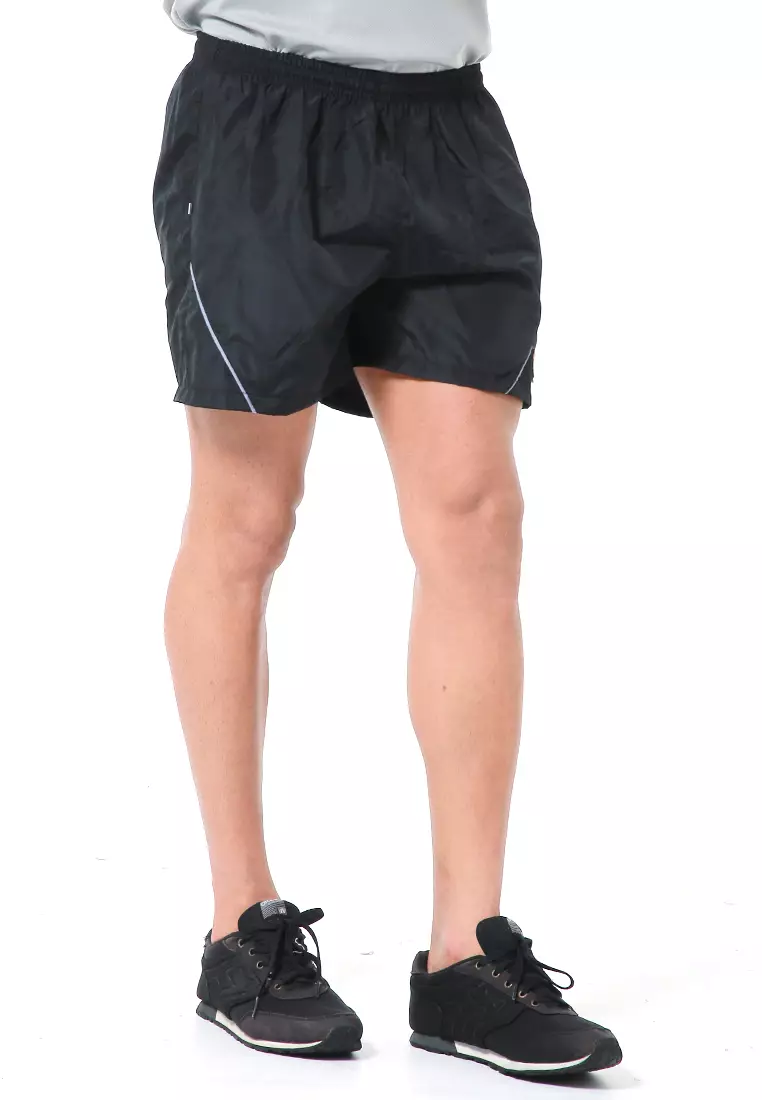 Halburt Celana Pendek Olahraga Pria Short Pants Kasual Simple Material Parasut ORIGINAL - Black Silver