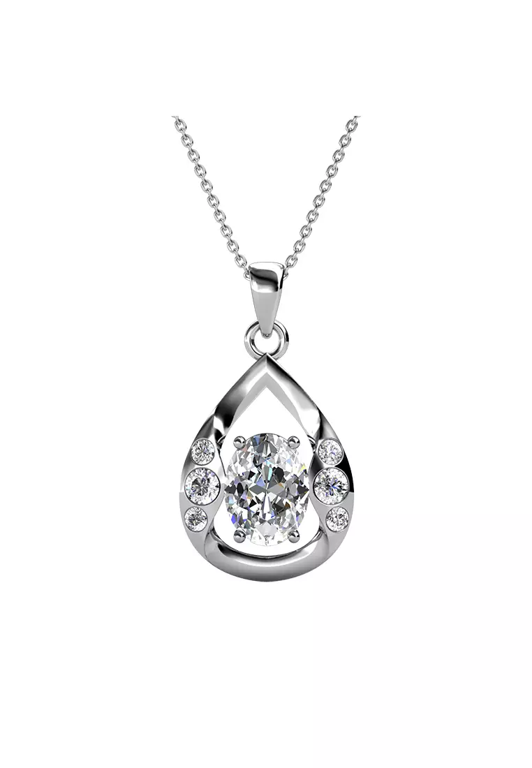 Her Jewellery Arline Pendant (White Gold) - Luxury Crystal Embellishments plated with 18K Gold