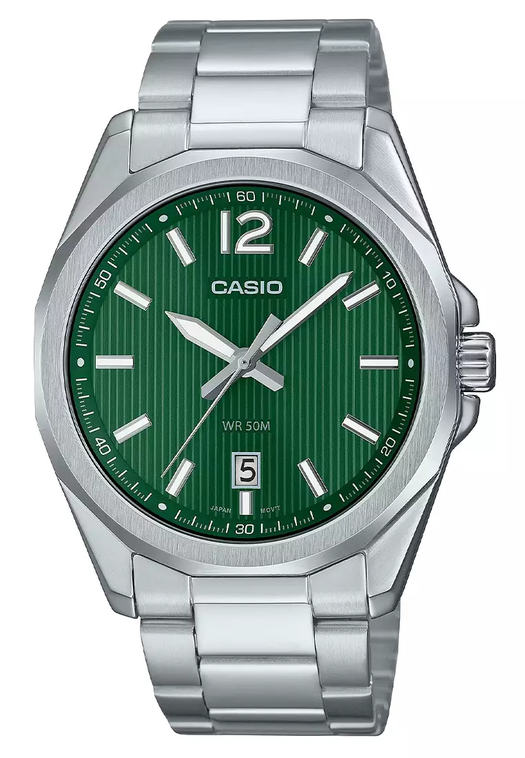 Jual CASIO Casio Jam Tangan Analog Pria Silver Green