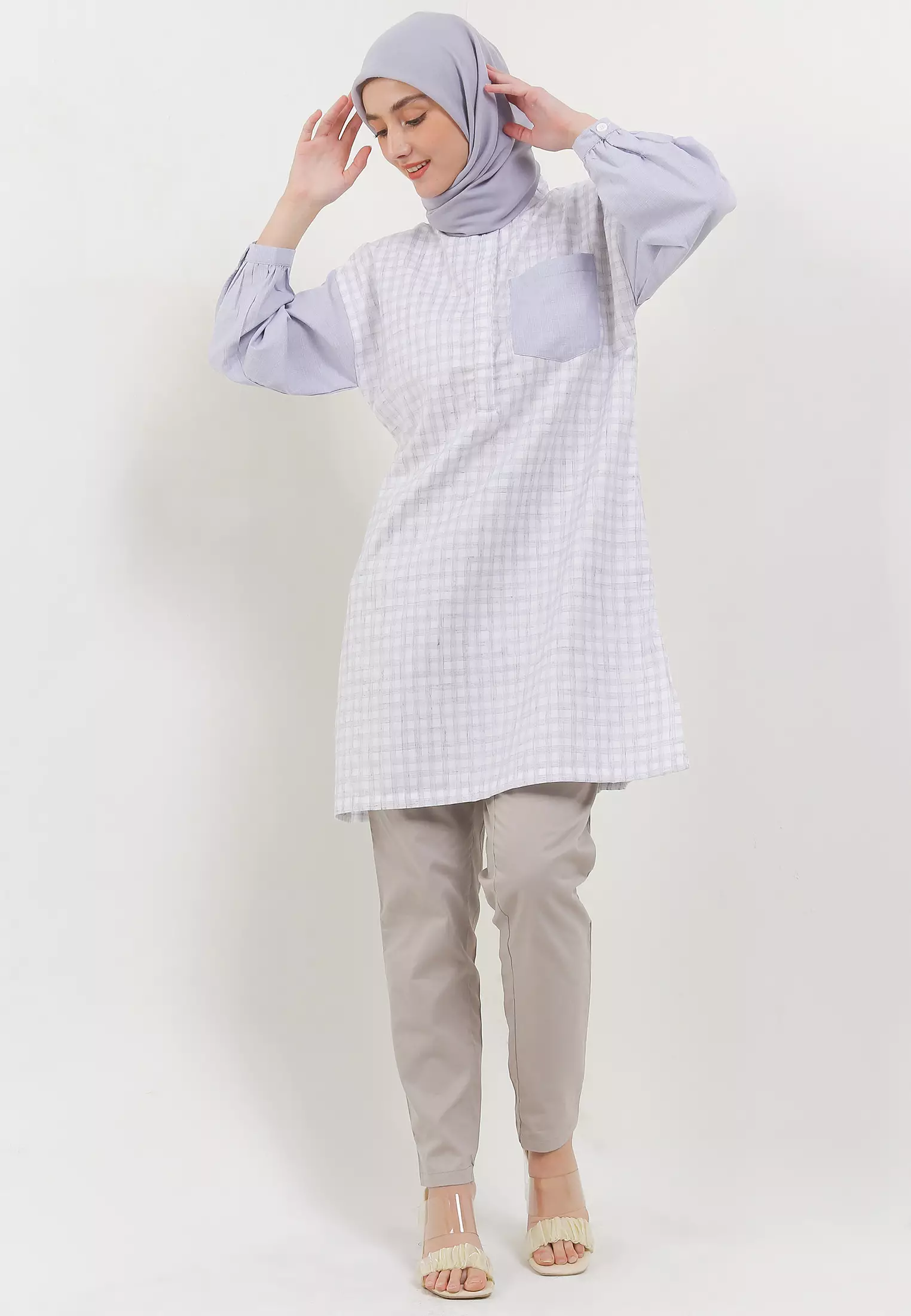 MFMW Ulala Tunik Grey Motif Kotak