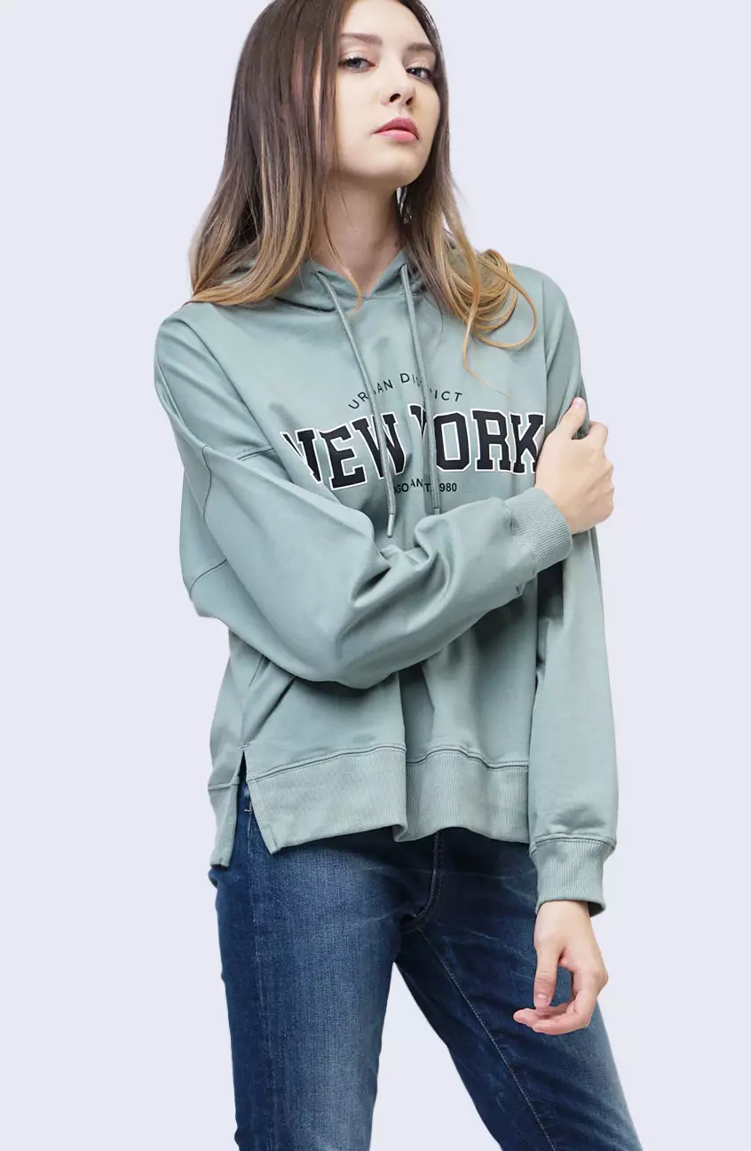 Sweater Hoodie Wanita Alisha Dusty Green