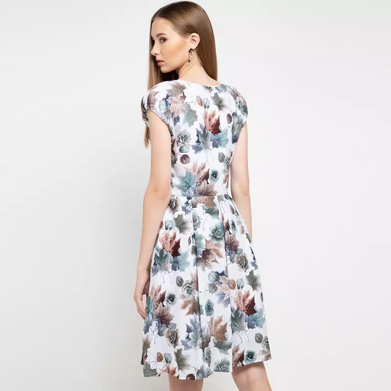 Sophistix Eliza Dress In Off White Blue Rose Floral Print