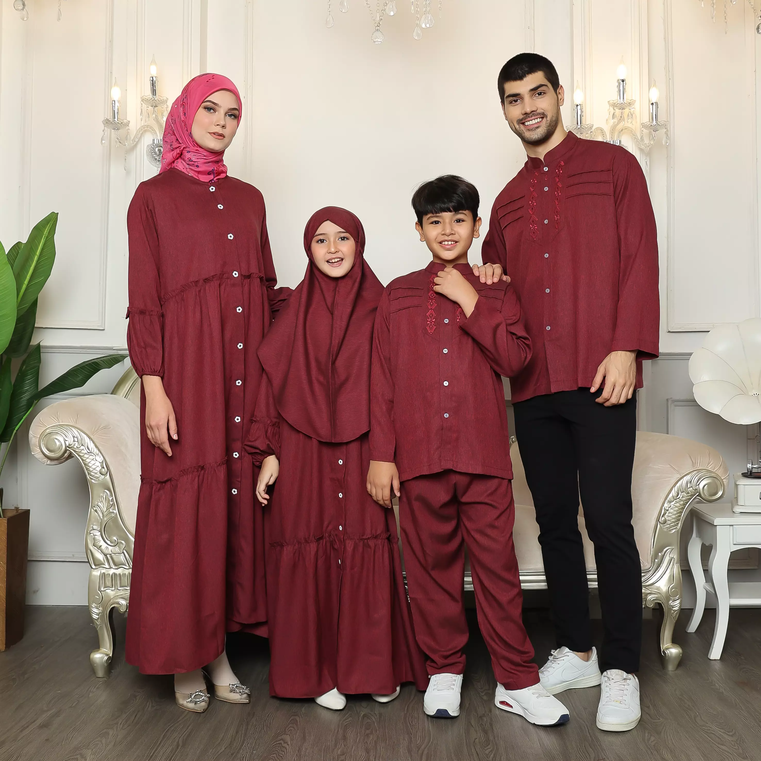 Baju Koko Anak Sarimbit KKA 38 Maroon Lengan Panjang