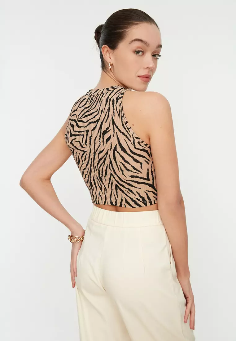 Print Fitted Crop Top