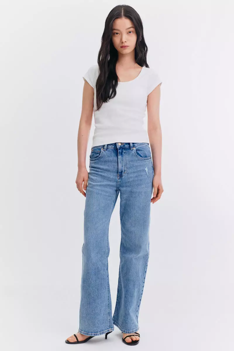 Integral-bra cotton T-shirt