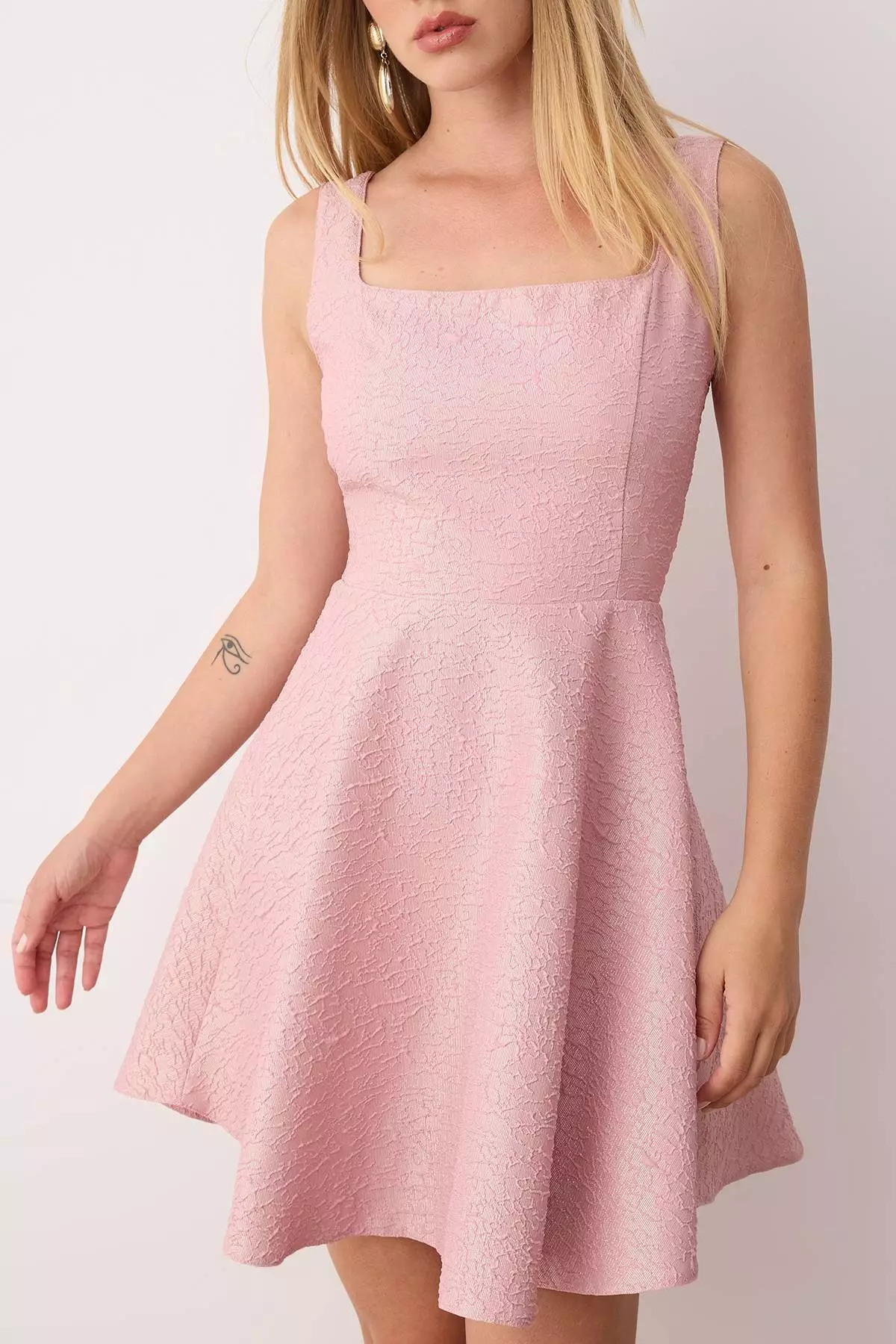 Pink A Line Jacquard Mini Stylish Evening Homecoming Dress