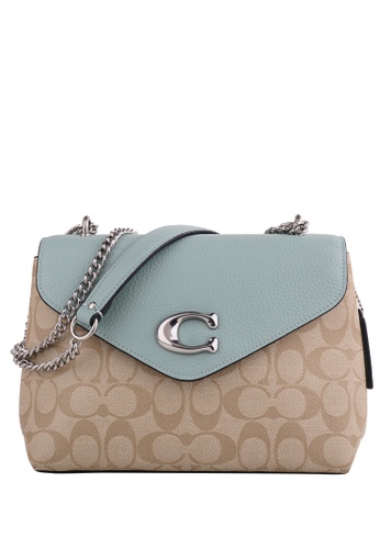 COACH Coach Tammie Shoulder Bag In Signature Canvas - Light Brown/Light  Teal | ZALORA Malaysia