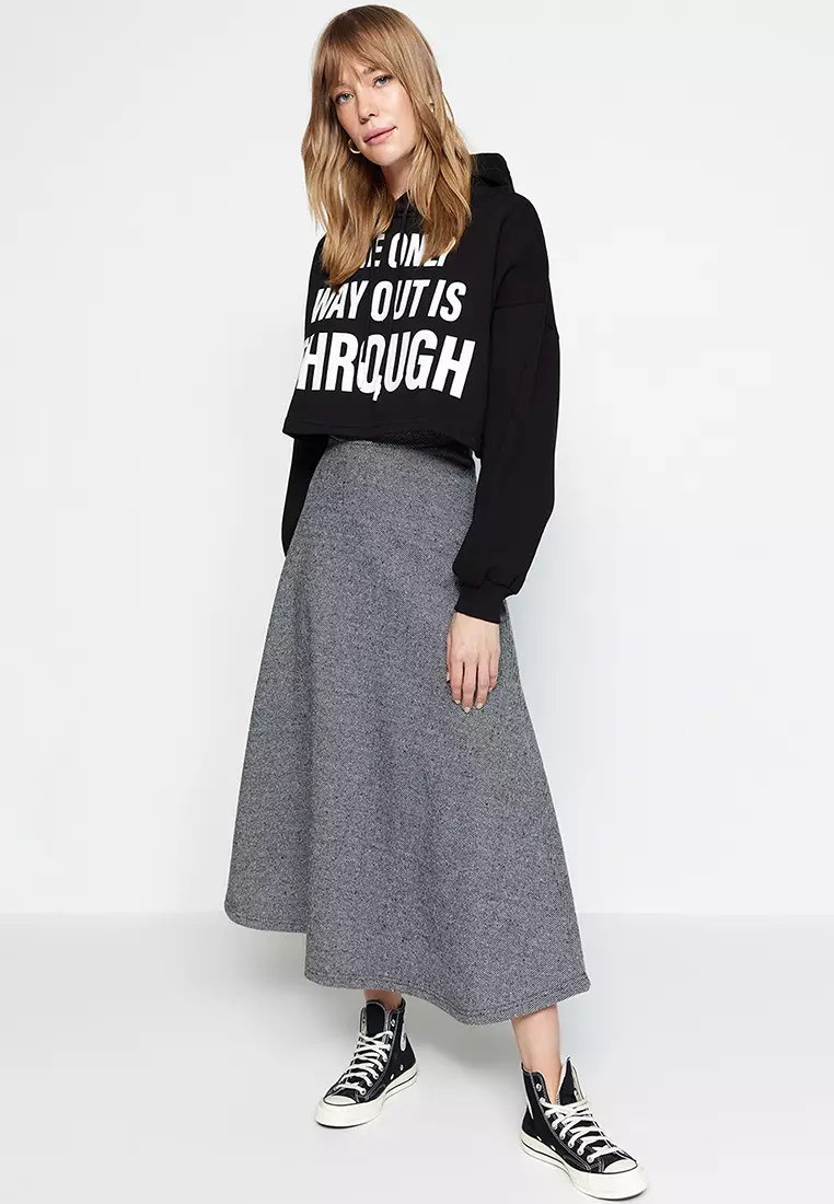 High Waist A-Line Knitted Skirt