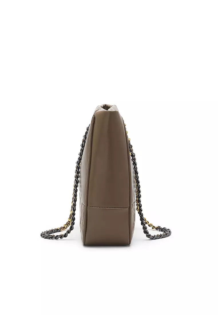 Women's Chain Tote Bag / Shoulder Bag - Brown