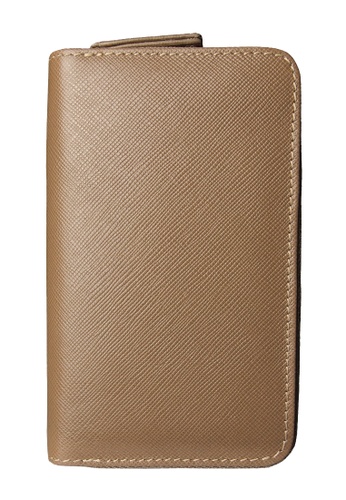 72 SMALLDIVE brown and beige 72 Smalldive Duo-Zip Saffiano Leather Wallet In Taupe A81E3AC877E530GS_1