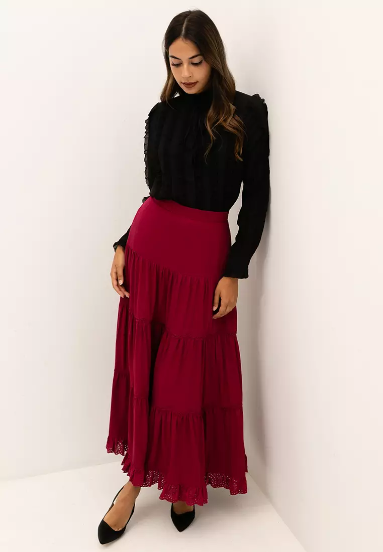 Buy Zalia FSC Rayon Tiered Frill Skirt Online | ZALORA Malaysia