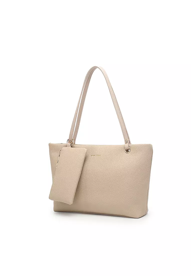 Women's 2-in-1 Tote Bag & Pouch - Beige
