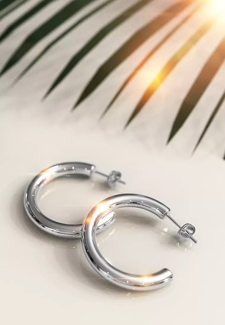 Erica White Gold Hoop Earrings 30mm