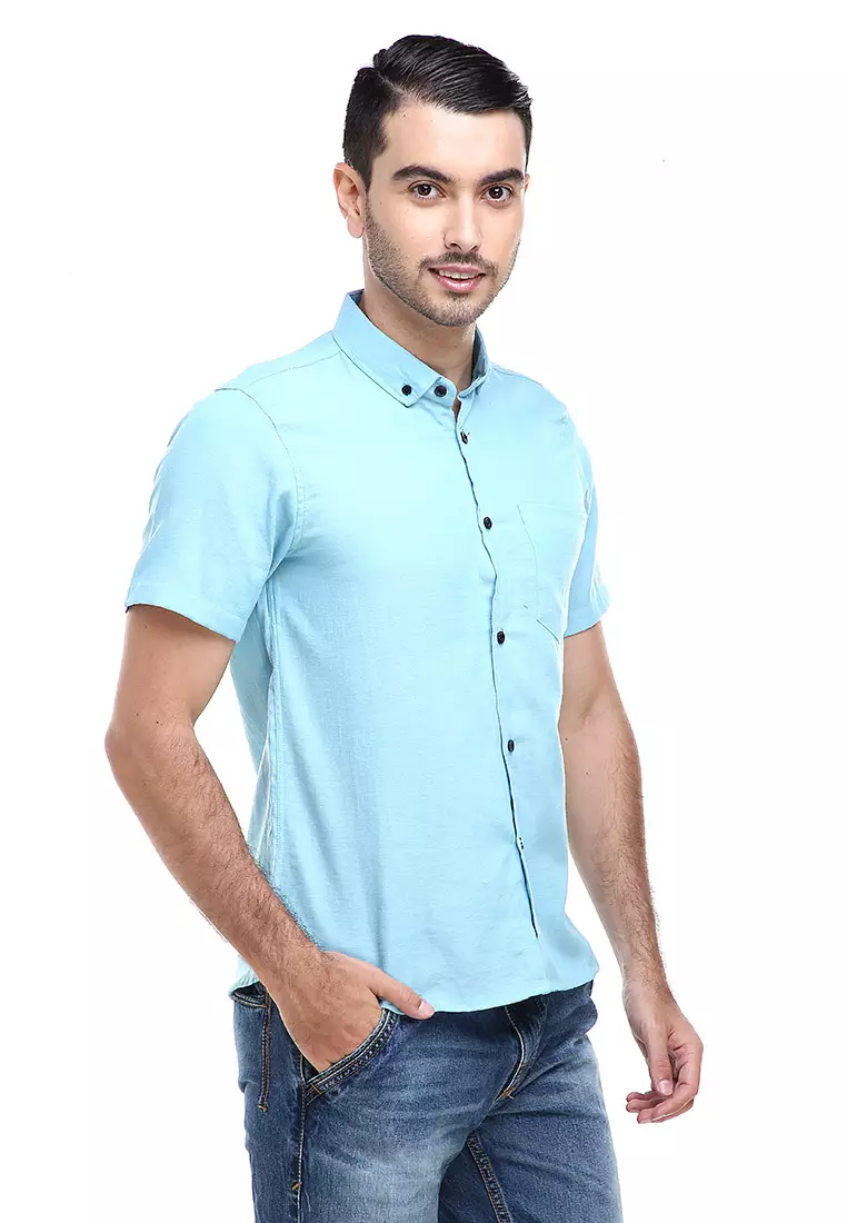 Dwan Casual Shirt Kemeja Polos Pria Lengan Pendek Kasual Formal Material Cotton ORIGINAL - Turqish