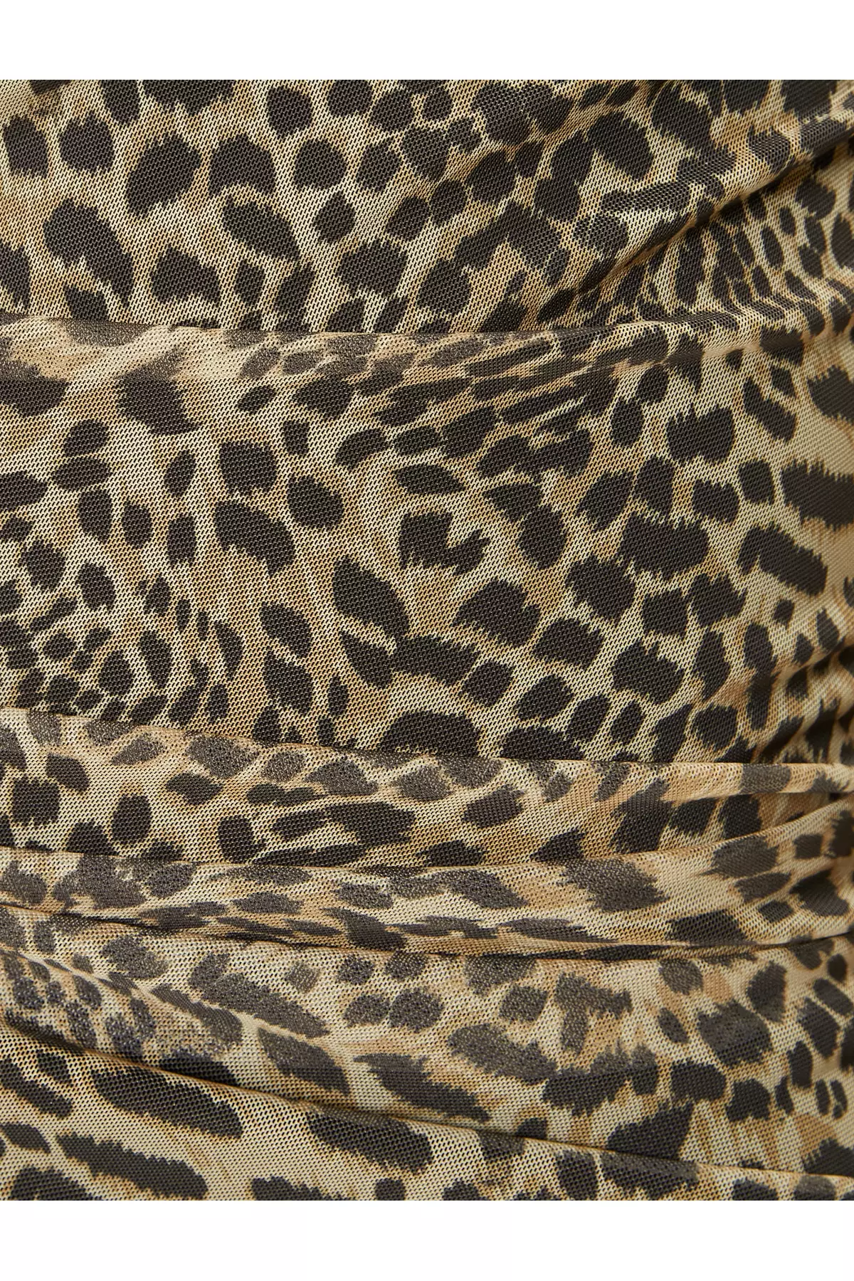 Leopard Patterned Mini Dress Draped Sleeveless High Collar Slim Fit