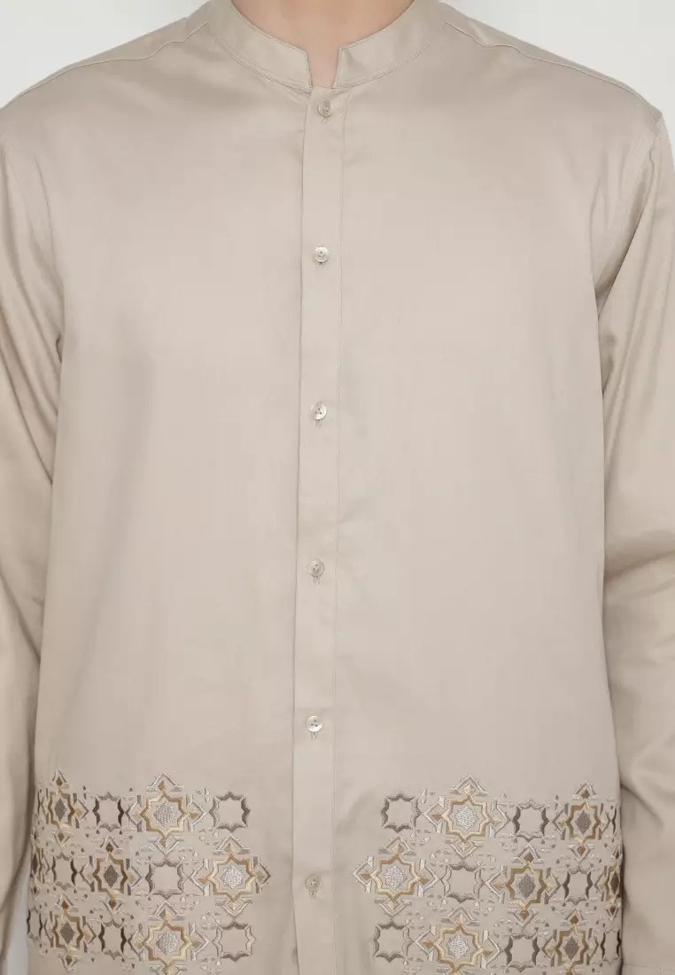 JOBB Hamza Baju Koko Pria Lengan Panjang Regular Fit Beige