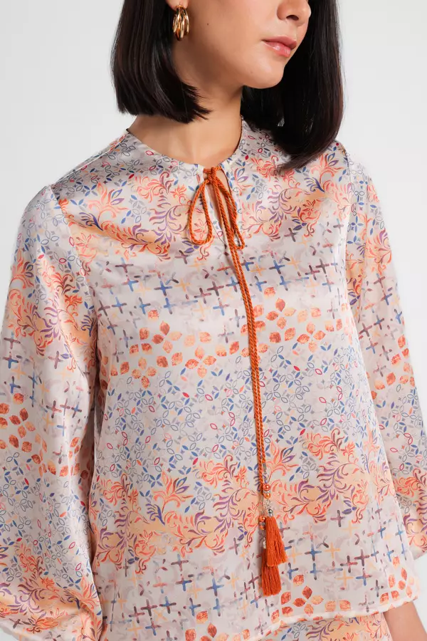 MINIMAL - Nasya - Blus Motif Etnik - Beige